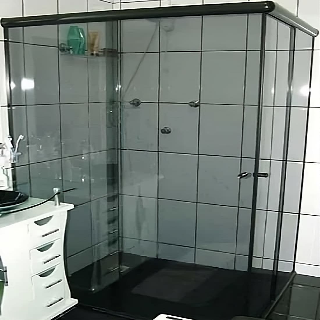 Box para banheiro de vidro fume modelo canto